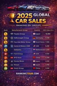 2025 Global Car Sales Ranking (By Group)