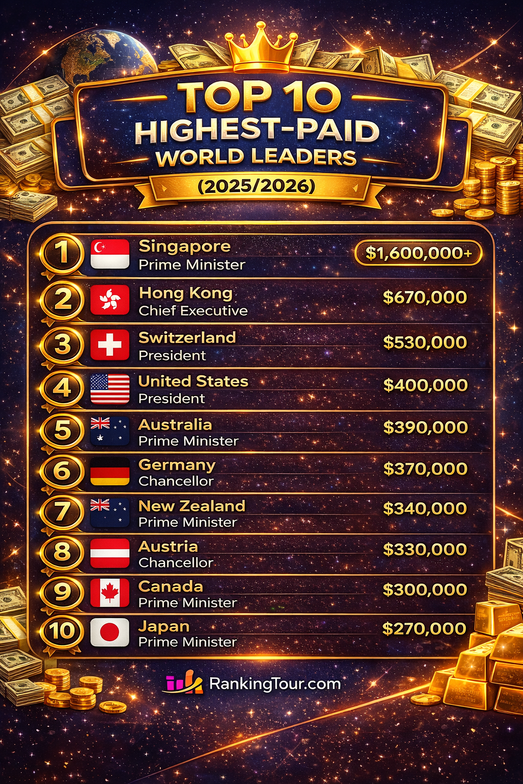 Top 10 Highest-Paid World Leaders