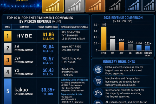 Top 10 K-Pop Entertainment Companies by Revenue (FY2025 Ranking)