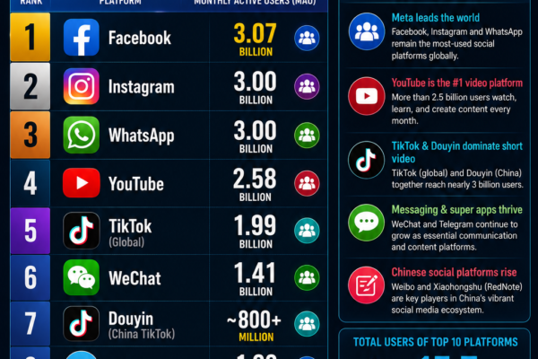 Top 10 Social Media Platforms by Monthly Active Users (2026 Ranking)