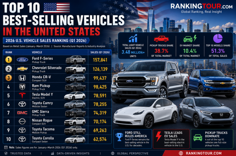 2026 U.S. Vehicle Sales Ranking (Q1 2026)