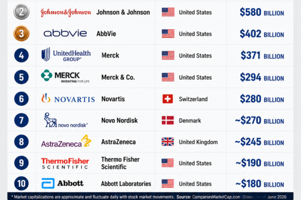 Top 10 Largest Healthcare Companies in the World by Market Capitalization (2026)