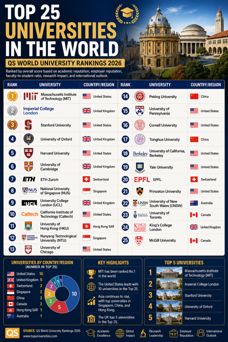 TOP 25 UNIVERSITIES IN THE WORLD