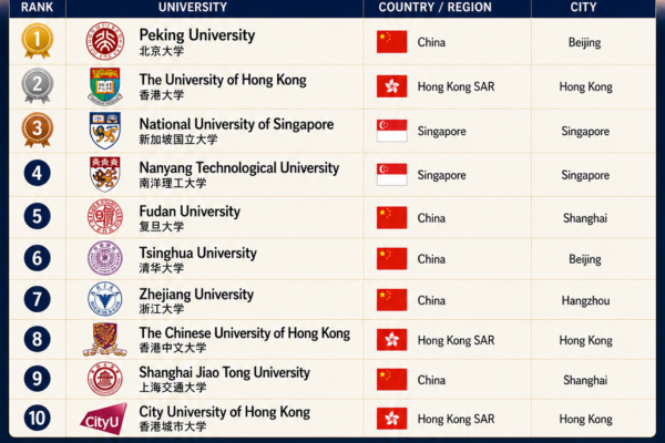 Top 10 Universities in Asia (QS Asia Rankings 2026)
