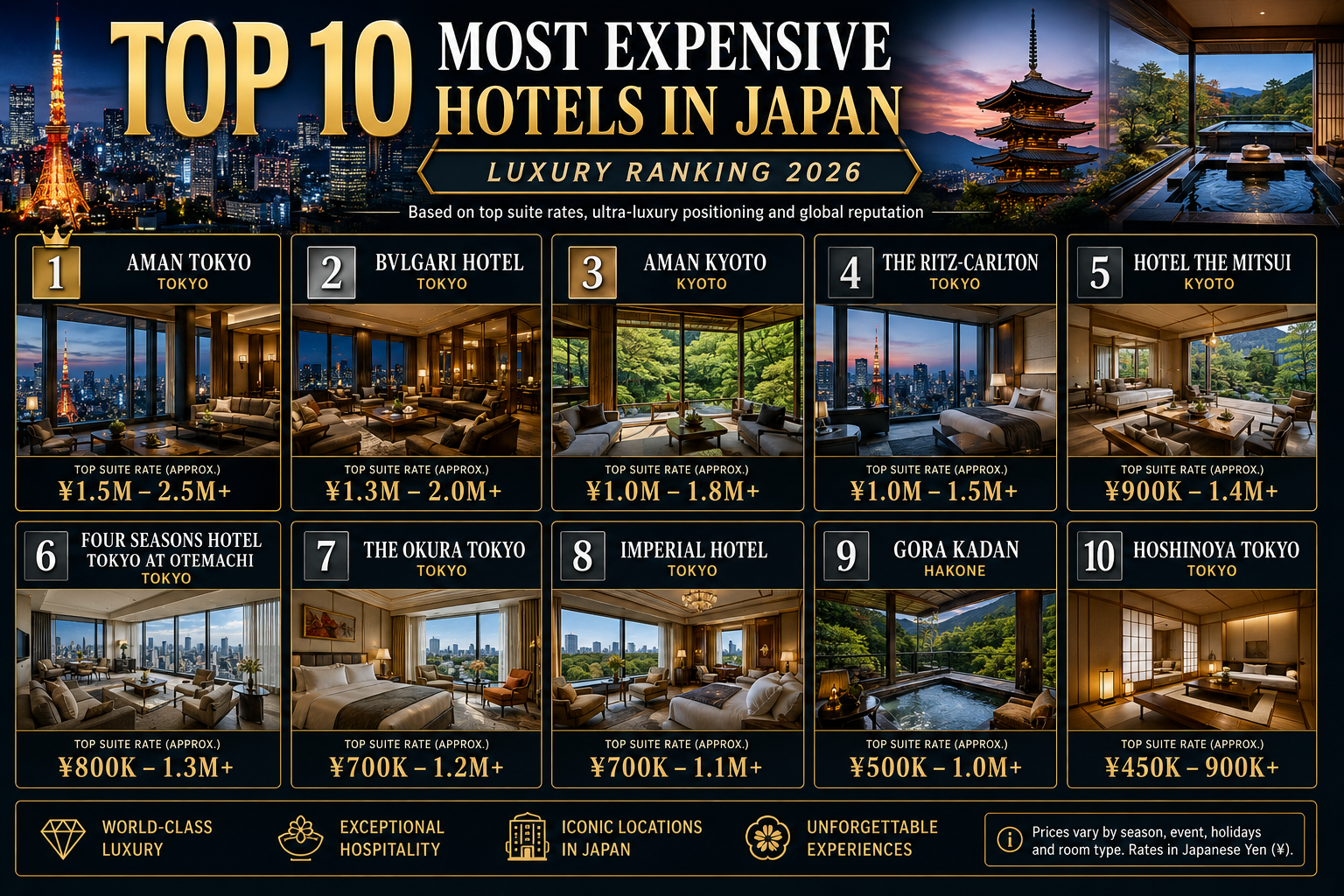 TOP 10 MOST EXPENSIVE HOTELS IN JAPAN