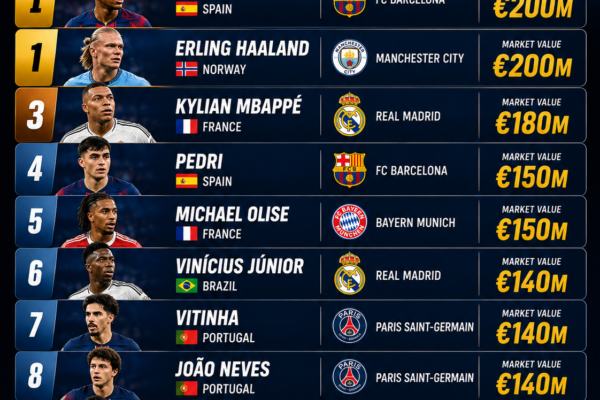 Top 10 Most Valuable Football Players in the World (June 2026)