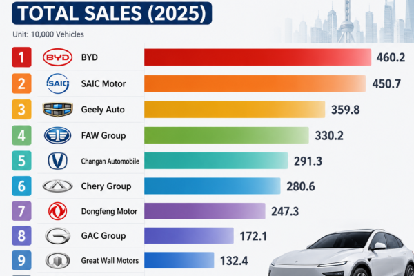 🚗 Top 10 Chinese Automakers by Total Sales (2025)