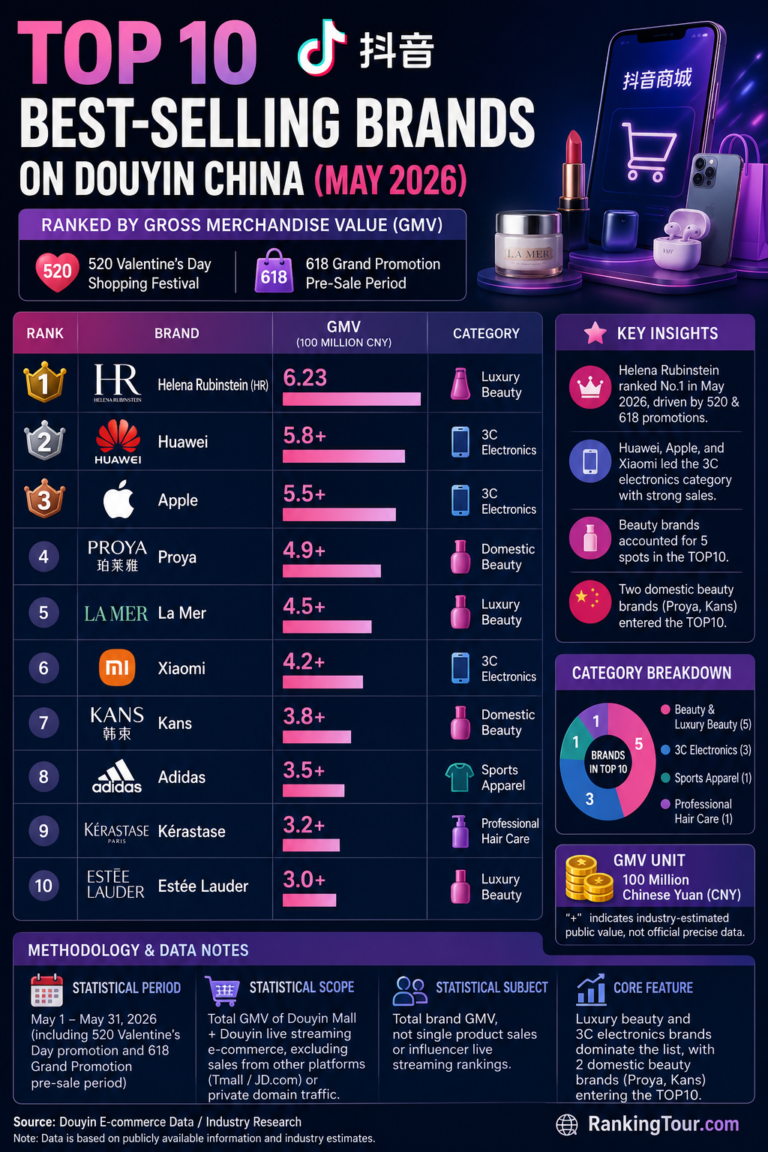 Top 10 Best-Selling Brands on Douyin China (May 2026)