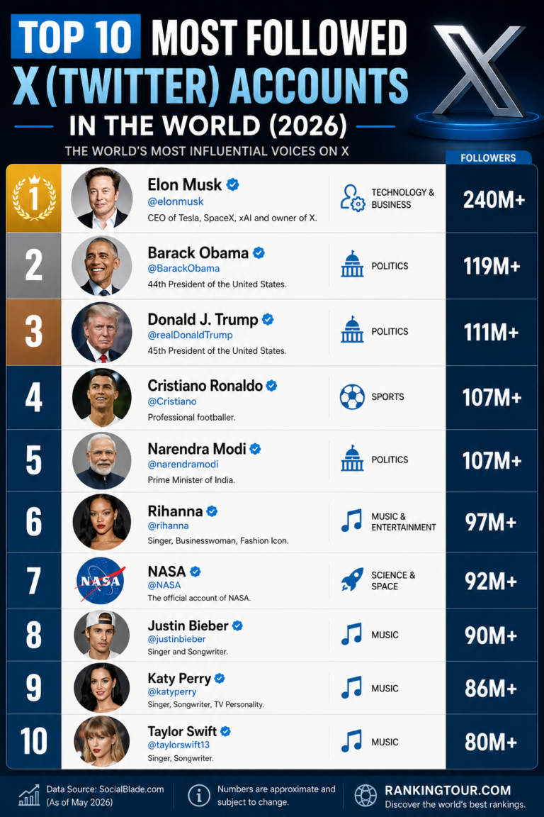 Top 10 Most Followed X Accounts in the World 2026