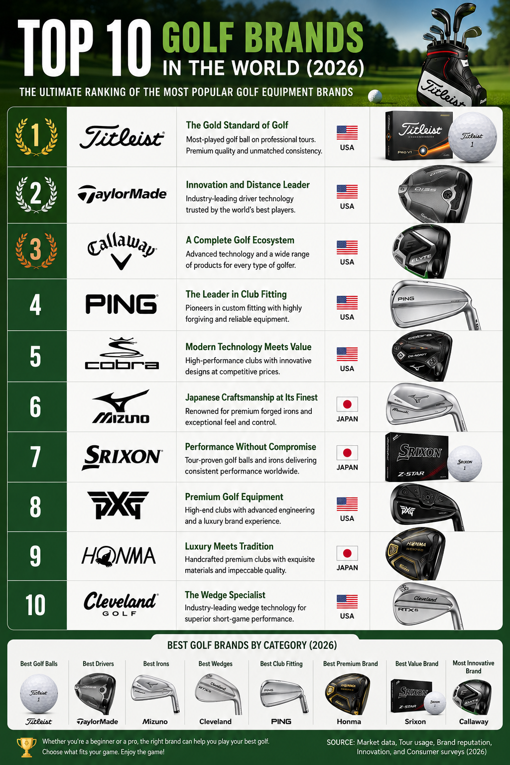 Top 10 Golf Brands in the World (2026)
