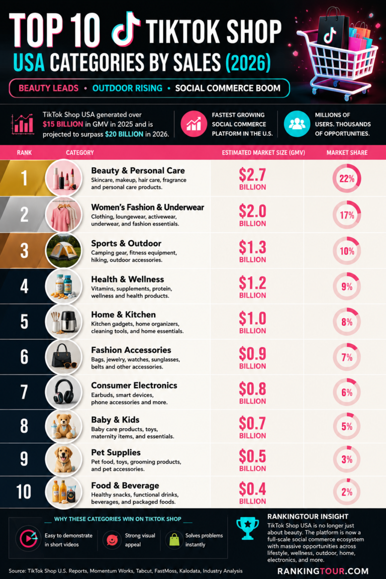 TOP 10 TIKTOK SHOP USA CATEGORIES BY SALES (2026)