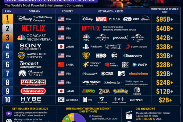 Global Top 10 Entertainment Companies (2026 Ranking)