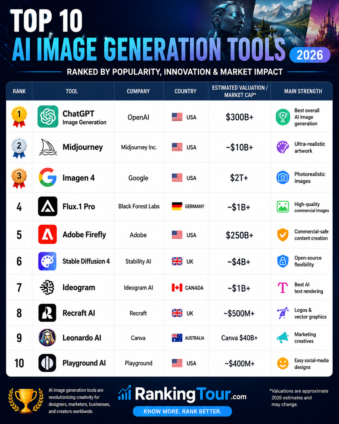 Top 10 AI Image Generation Tools in 2026