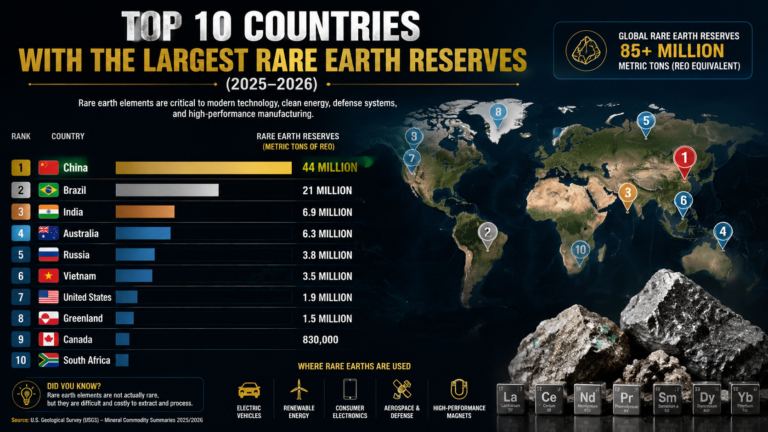 Top 10 countries with rare earth reserves
