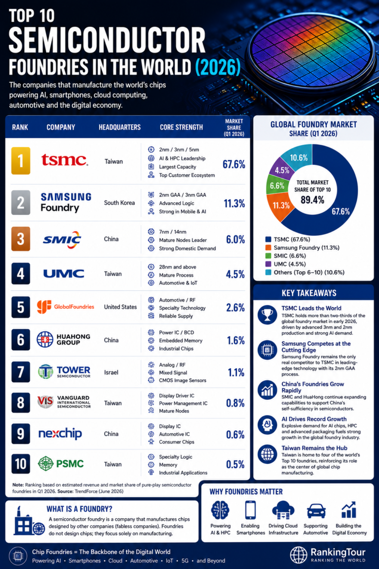 Top 10 semiconductor foundries of 2026