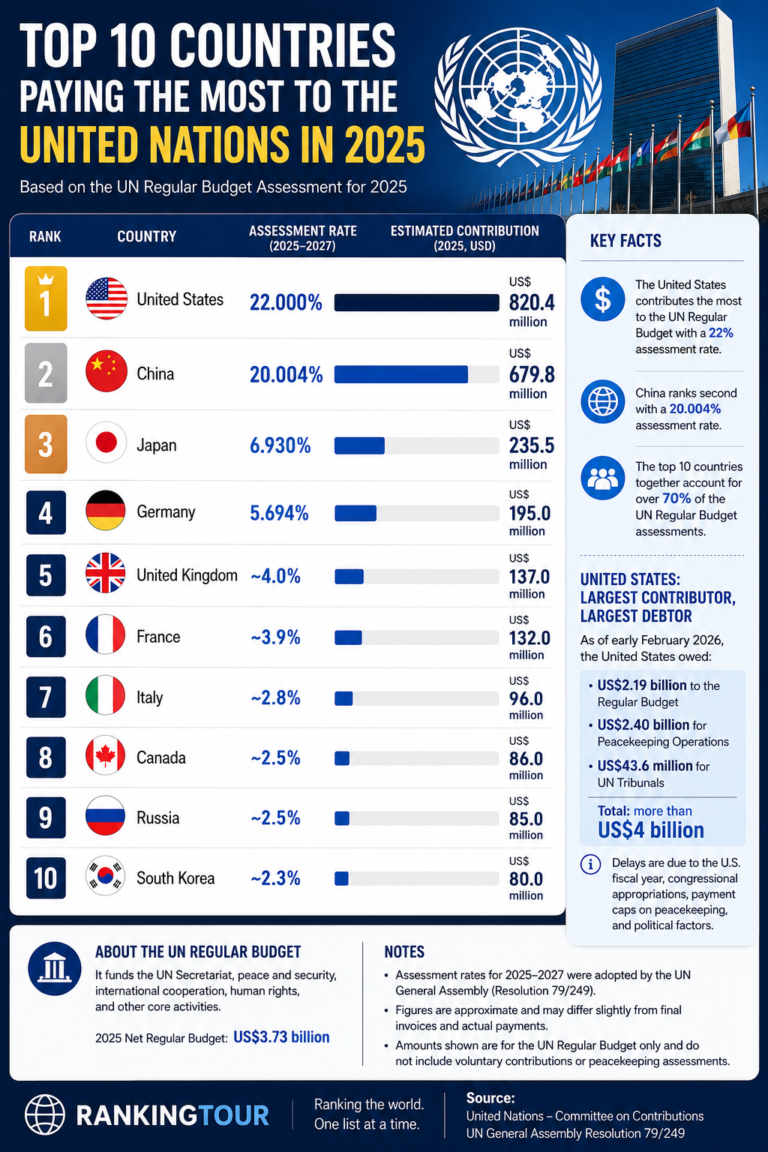 Top 10 Countries Paying the Most to the United Nations in 2025