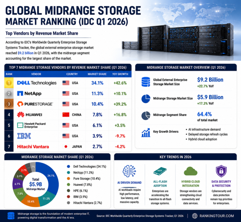 Global Midrange Storage Market Ranking (IDC Q1 2026)