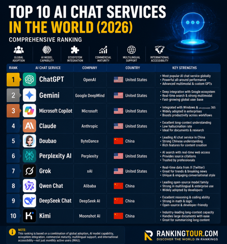 Top 10 AI chat services 2026