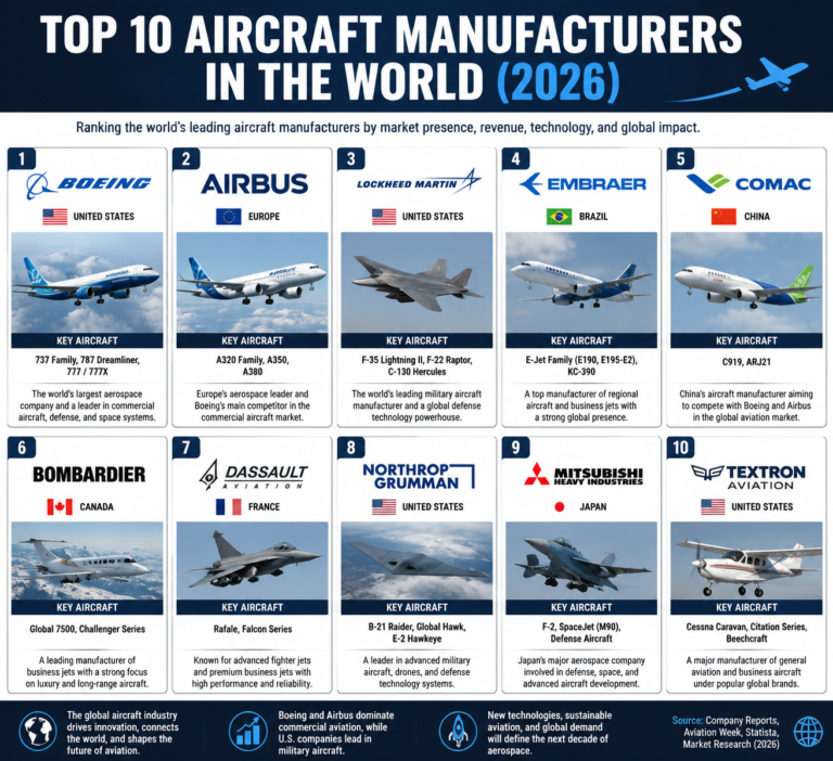 Top 10 Aircraft Manufacturers in the World (2026)