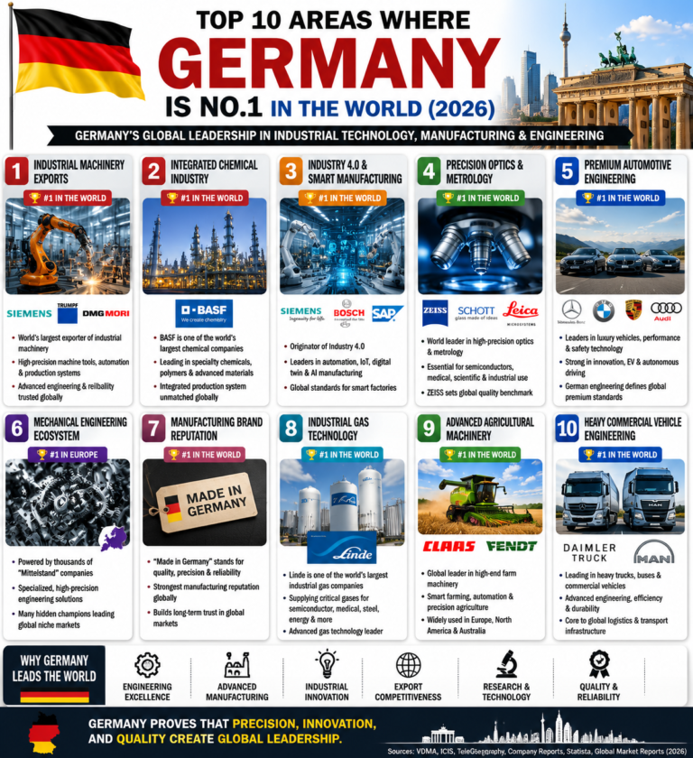 Top 10 Areas Where Germany Is No.1 in the World (2026) Germany Industrial Ranking