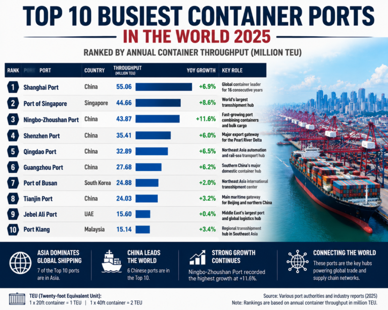 Top 10 Busiest Container Ports in the World (2025) Global Port Ranking by TEU