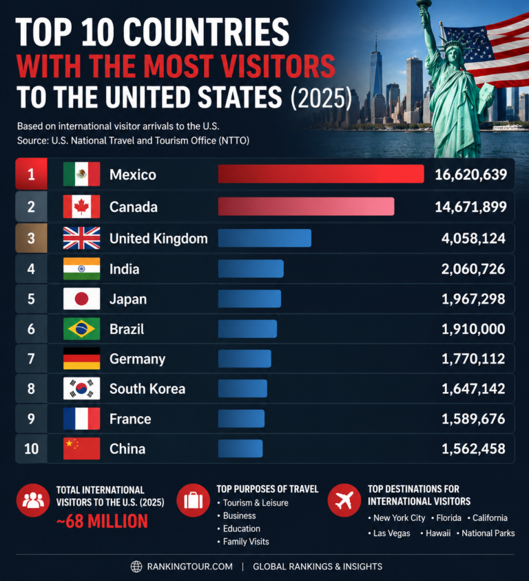 Top 10 Countries with the Most Visitors to the United States (2025)