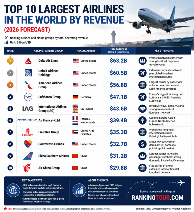 Top 10 largest airlines by revenue