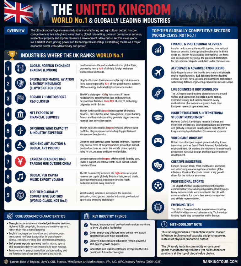 Top Global No.1 & Leading Industries of the UK